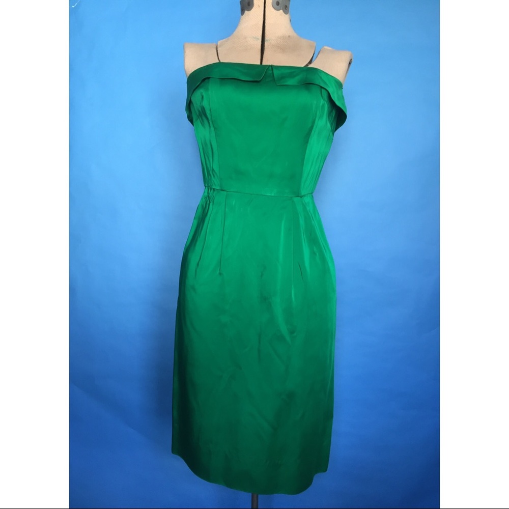 Vintage silk dress - emerald green!